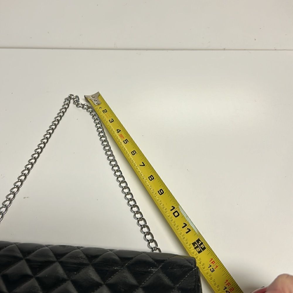 AUTHENTIC CHANEL CLASSIC BLACK LAMBSKIN SINGLE SILVER CHAIN FLAP BAG - Picture 11 of 13